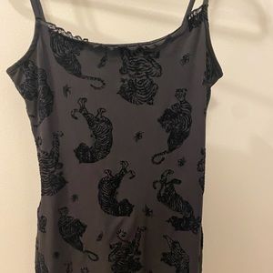 Black Mini Dress with Felt Tiger Design
